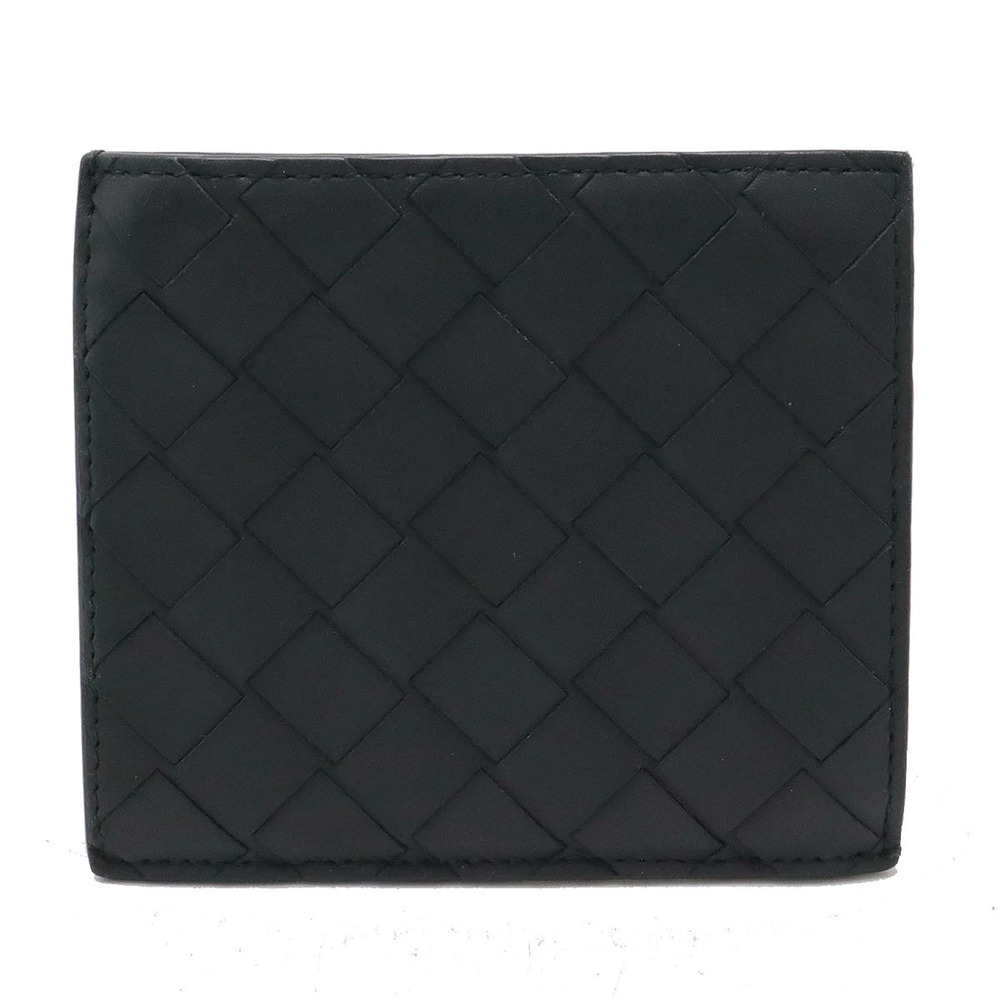 BOTTEGA VENETA Intrecciato Card Case Wallet Business Leather Navy Blue